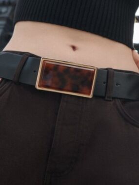TWO NEW ZARA BLACK BELTS WITH BUCKLE